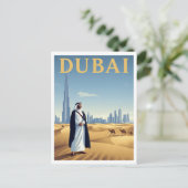 Vintage Dubai Skyline Desert Travel ポストカード (スタンド正面)