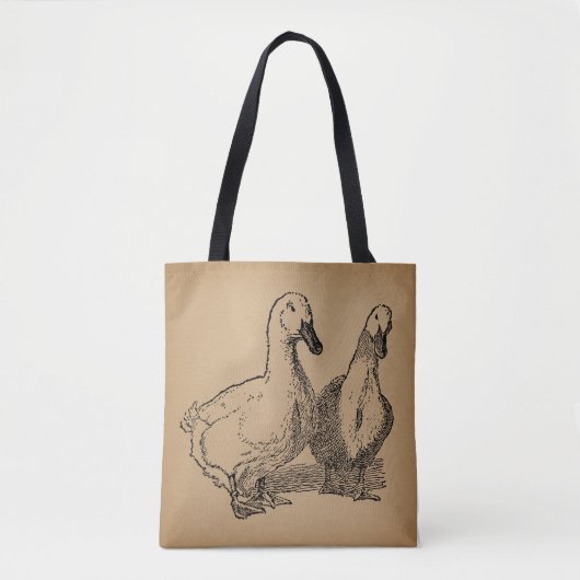 Vintage Duck Art Two Ducks Illustration トートバッグ (正面)