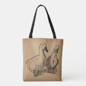 Vintage Duck Art Two Ducks Illustration トートバッグ (裏面)