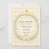 Vintage Duckling Floral Baby Shower 招待状 (正面)