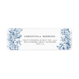 Vintage Dusty Blue Floral Return Address Label ラベル