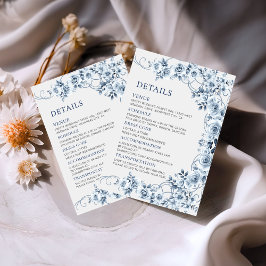 Vintage dusty blue floral wedding details  エンクロージャーカード