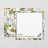 Vintage Dusty Blue Mariposa Personalized Notecards ノートカード (正面/裏面)