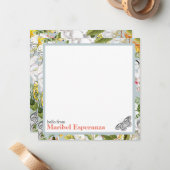 Vintage Dusty Blue Mariposa Personalized Notecards ノートカード (正面/裏面インサイチュ)