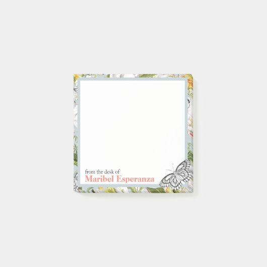 Vintage Dusty Blue Mariposa Post-It Notes ポストイット (正面)