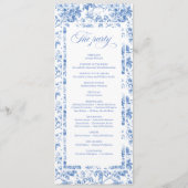 Vintage Dusty Blue Toile Roses Wedding Program プログラム (裏面)