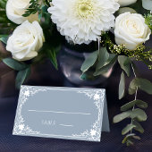Vintage Dusty Blue White Antique Frame Wedding プレイスカード