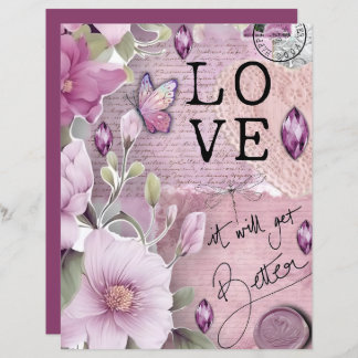 Vintage Dusty Pink Love Ephemera Scrapbook Paper