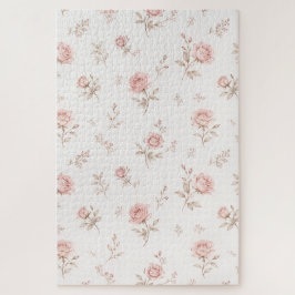 Vintage Dusty Pink Rose Floral Pattern Jigsaw Puzz ジグソーパズル