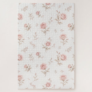 Vintage Dusty Pink Rose Floral Pattern Jigsaw Puzz ジグソーパズル