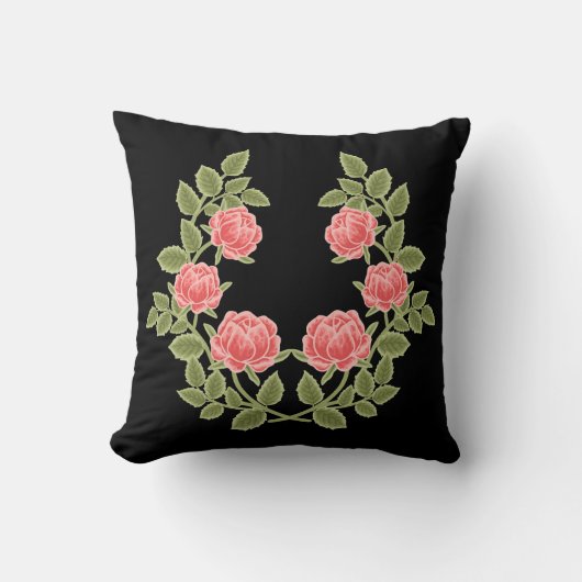 Vintage Dusty Pink Roses Floral Pattern - Romantic クッション (正面)