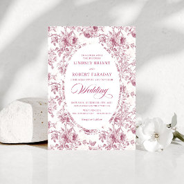 Vintage Dusty Rose French Toile Wedding Invitation 招待状