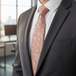 Vintage Dusty Rose Pink Florals Elegant Romantic ネクタイ