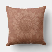 Vintage Dusty Rose Velvet Sunflower Throw Pillow クッション (裏面)