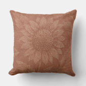 Vintage Dusty Rose Velvet Sunflower Throw Pillow クッション (正面)