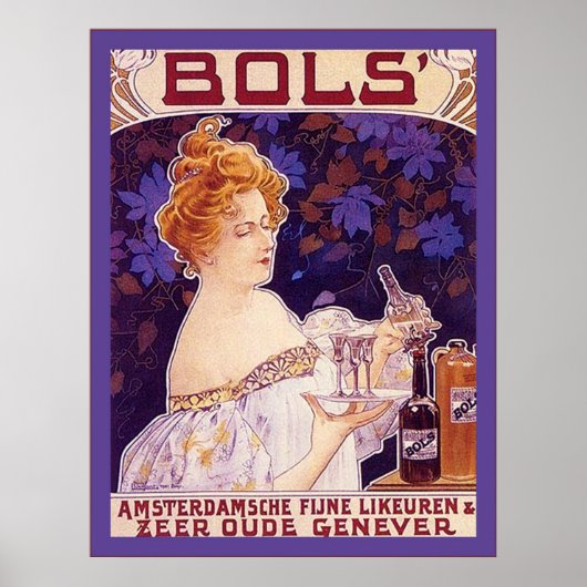 Vintage Dutch Liquor Advertising Poster ポスター (正面)