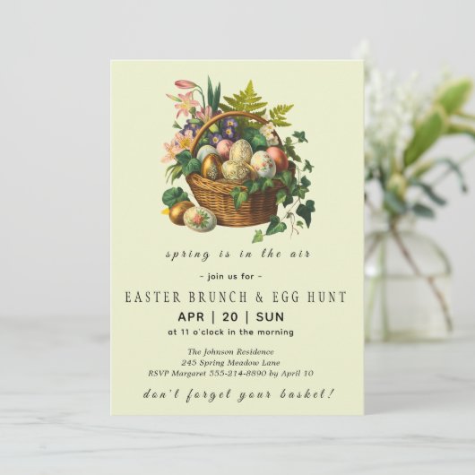  Vintage Easter Brunch Invitation Flat Card 招待状 (スタンド正面)