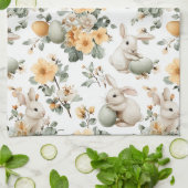 Vintage Easter Bunny Floral (2) キッチンタオル (折り畳み)