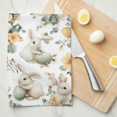 Vintage Easter Bunny Floral (2) キッチンタオル (四つ折り)