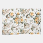Vintage Easter Bunny Floral (2) キッチンタオル (横)