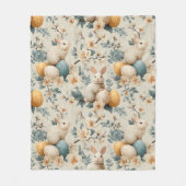 Vintage Easter Bunny Floral (3) フリースブランケット (正面)