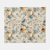 Vintage Easter Bunny Floral (3) フリースブランケット (正面(横))