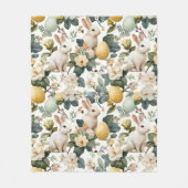 Vintage Easter Bunny Floral (7) フリースブランケット (正面)