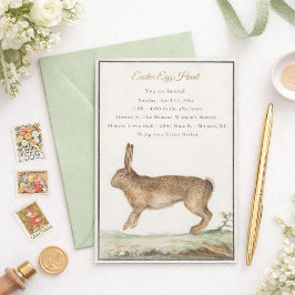 Vintage Easter Bunny Invitation - Easter Egg Hunt 招待状