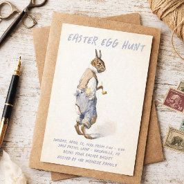Vintage Easter Bunny Invitation - Easter Egg Hunt 招待状