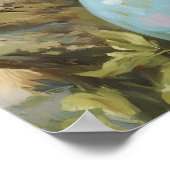 Vintage Easter Bunny Print, Pastel Flower ポスター (角)