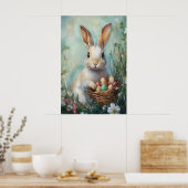 Vintage Easter Bunny Print, Retro Rabbit ポスター (キッチン)