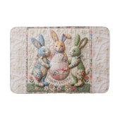 Vintage Easter Bunny Quilted Style Print バスマット (正面)