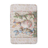 Vintage Easter Bunny Quilted Style Print バスマット (正面縦)