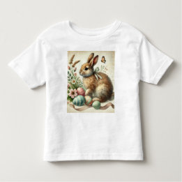 Vintage Easter Bunny Rabbit Egg Watercolor トドラーTシャツ