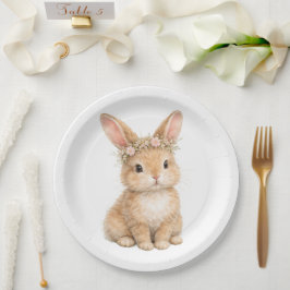 Vintage Easter Bunny Rabbit Egg Watercolor ペーパープレート