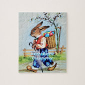 Vintage Easter Bunny Rabbit Kids Personalized ジグソーパズル (縦)