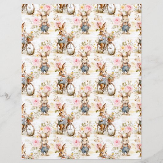 Vintage Easter Bunny Scrapbook Paper (正面)