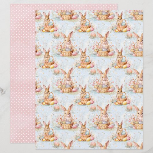 Vintage Easter Bunny Scrapbook Paper (正面/裏面)