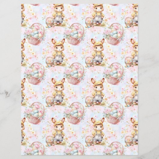 Vintage Easter Bunny Scrapbook Paper (正面)