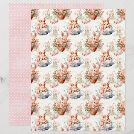 Vintage Easter Bunny Scrapbook Paper (正面/裏面)