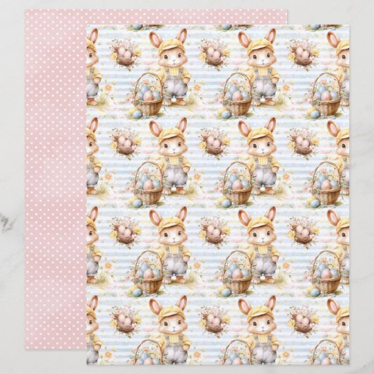 Vintage Easter Bunny Scrapbook Paper (正面/裏面)
