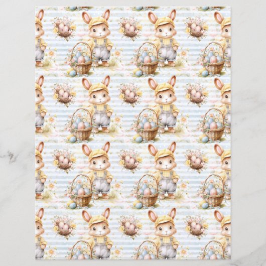 Vintage Easter Bunny Scrapbook Paper (正面)