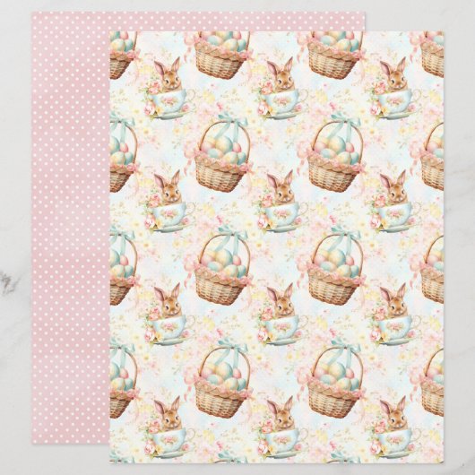 Vintage Easter Bunny Scrapbook Paper (正面/裏面)