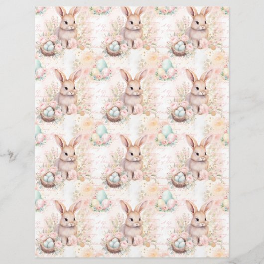 Vintage Easter Bunny Scrapbook Paper (正面)