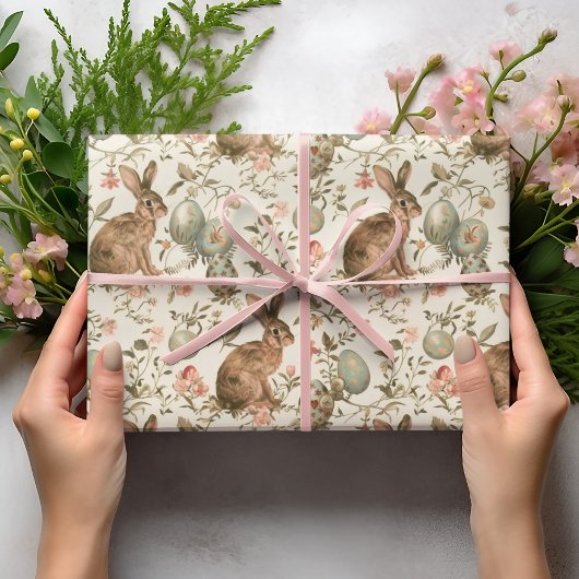 Vintage Easter Bunny Toile ラッピングペーパー