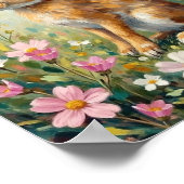 Vintage Easter Bunny Wildflower Art ポスター (角)