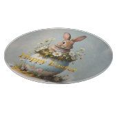 Vintage Easter Bunny with daisies カッティングボード (角)