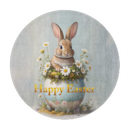 Vintage Easter Bunny with daisies カッティングボード