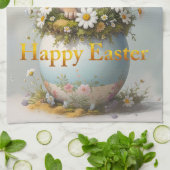 Vintage Easter Bunny with daisies キッチンタオル (折り畳み)