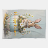Vintage Easter Bunny with daisies キッチンタオル (横)